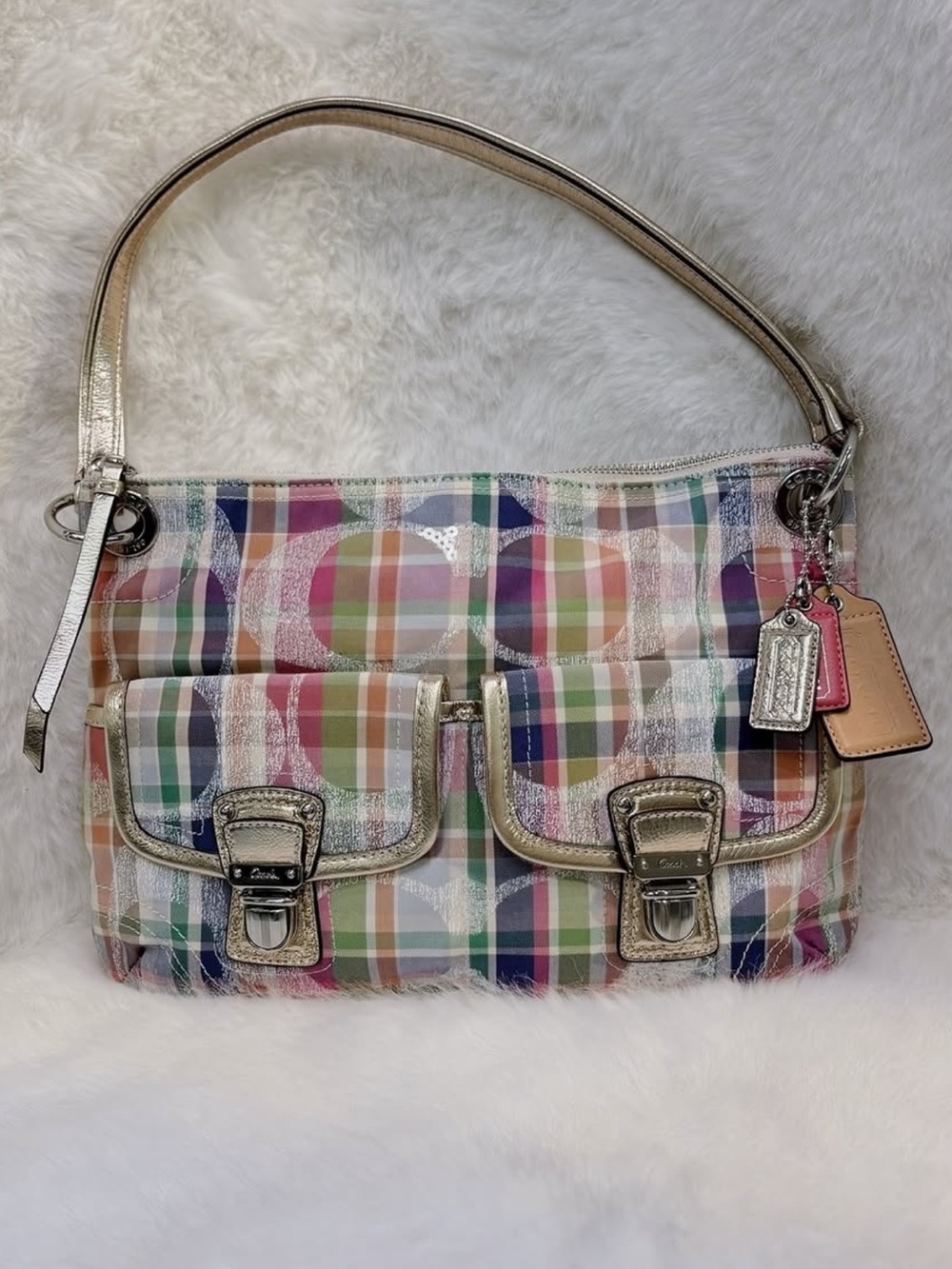 **ISO** Coach Vintage Poppy Madras Plaid / Tartan Shoulder Bag